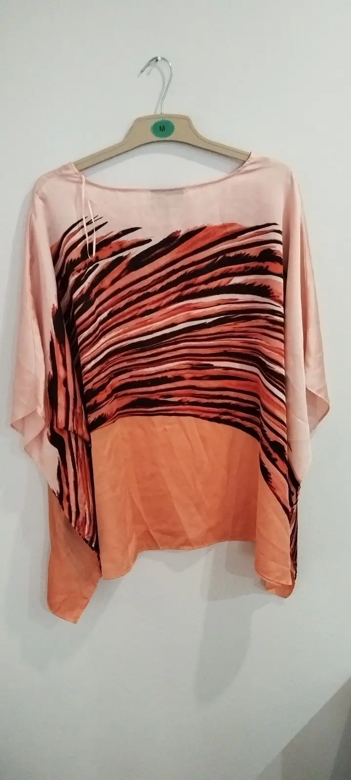 Mango Woman Peach Patterned Poncho Top