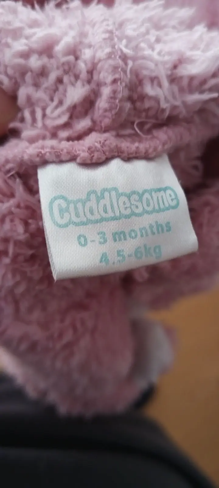 Pink and White Bunny Fleece Baby Onesie 1-3M