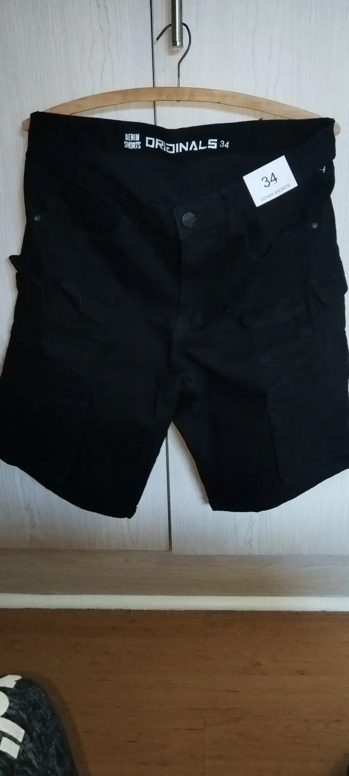 Black Cargo Denim Shorts Size 34