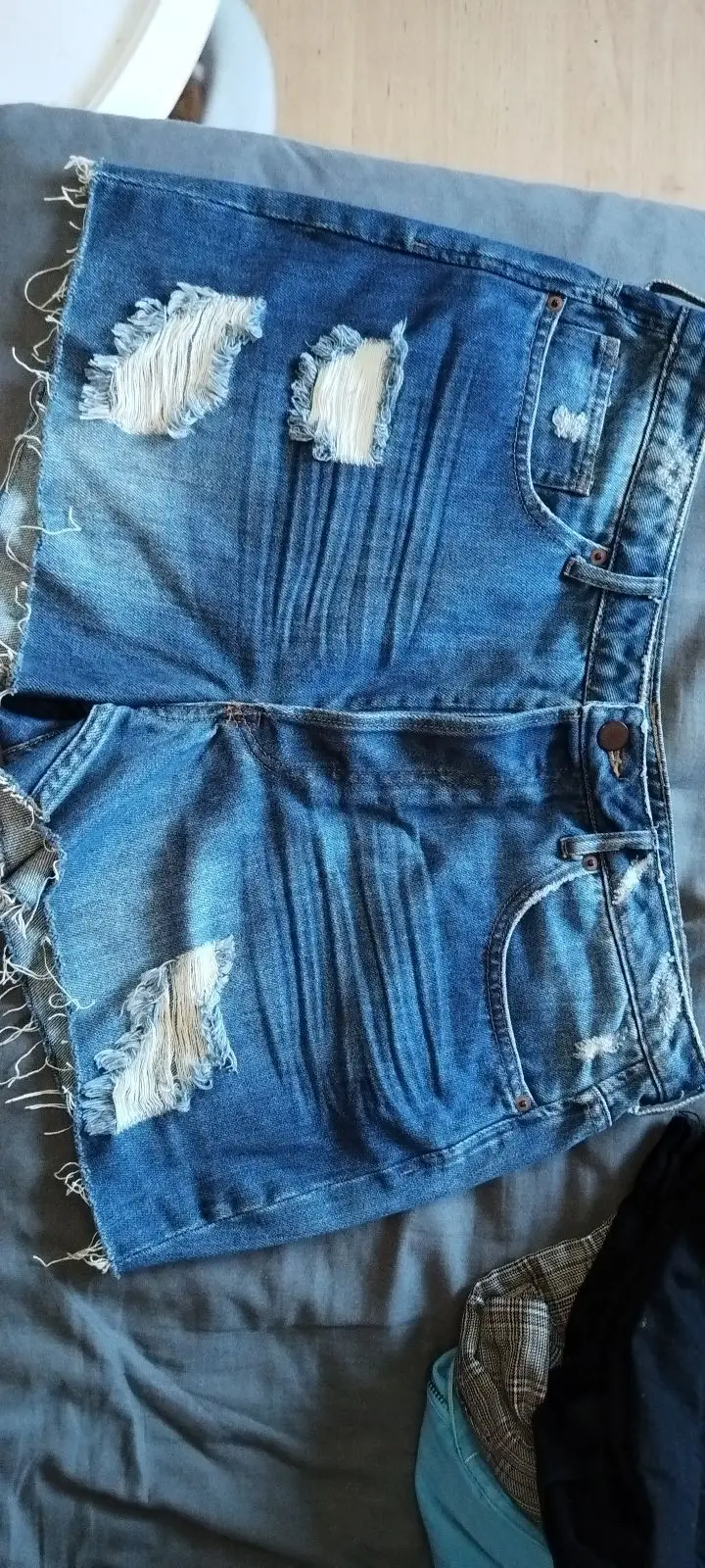 H&M Blue Distressed Denim Shorts