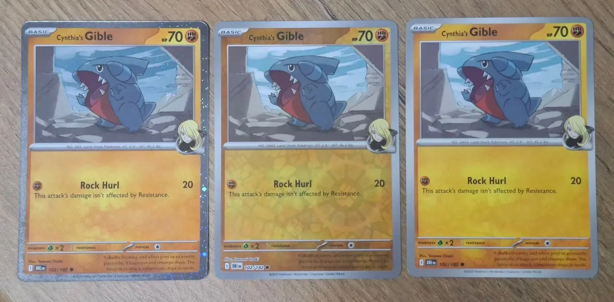Cynthia's Gible Pokémon Card - Lot of 3