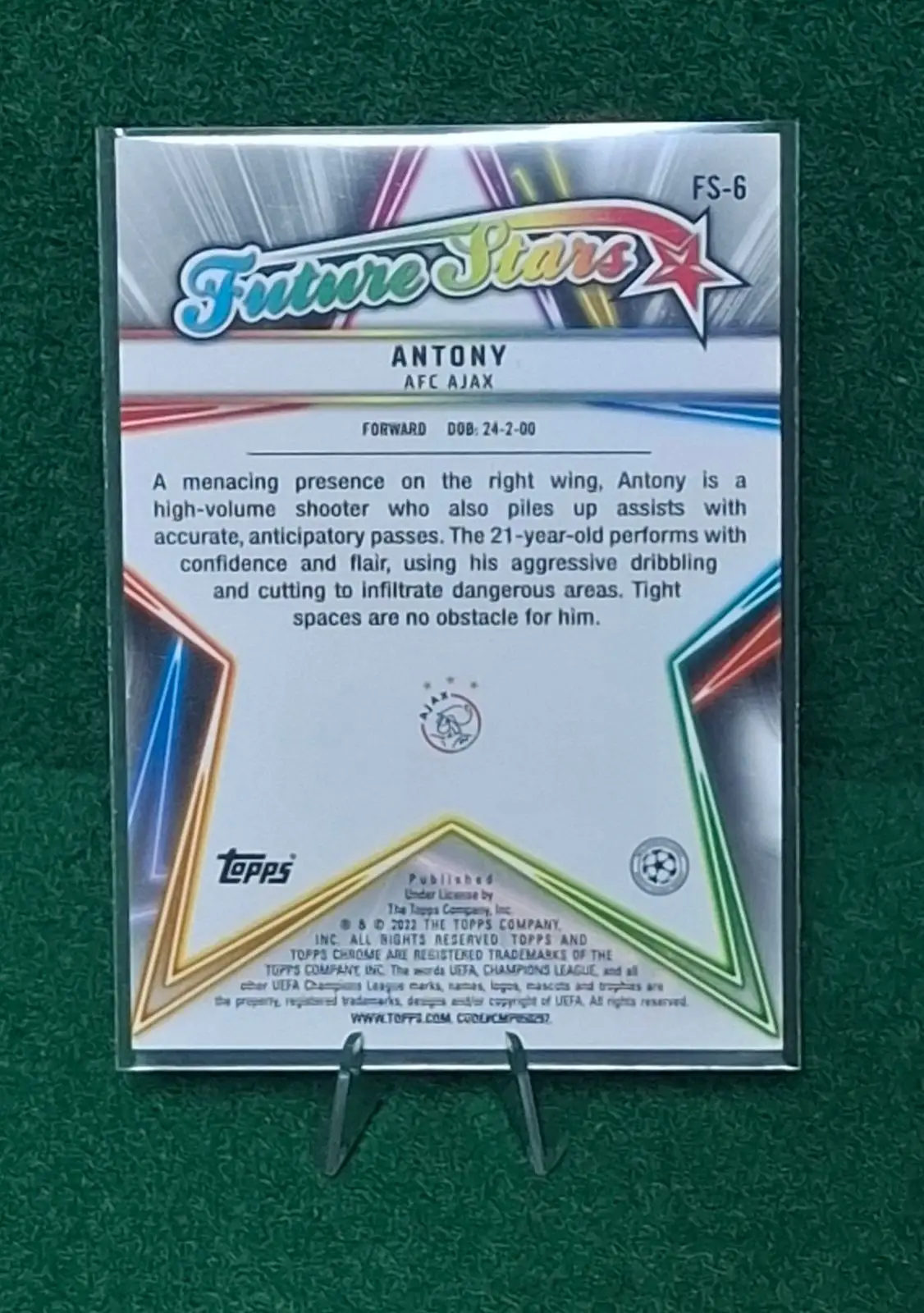 Antony AFC Ajax Topps Chrome Future Stars Trading Card