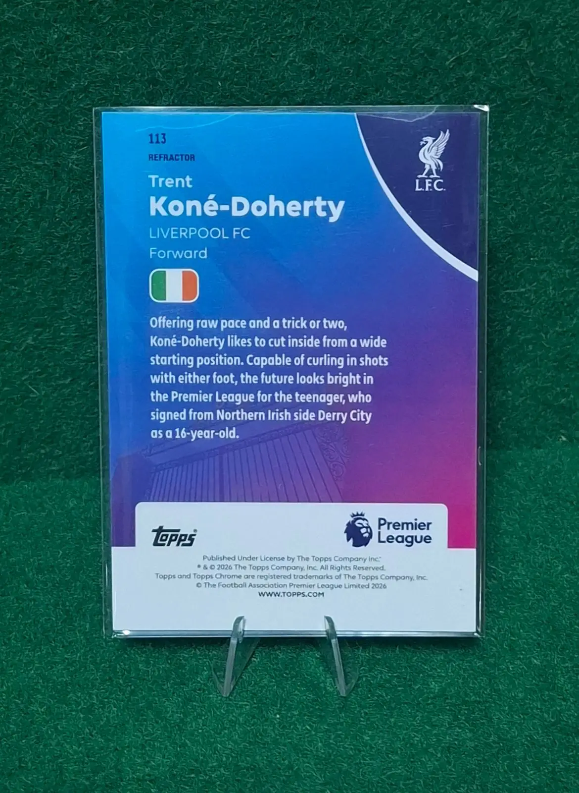 Trent Kone-Doherty Topps Chrome Trading Card