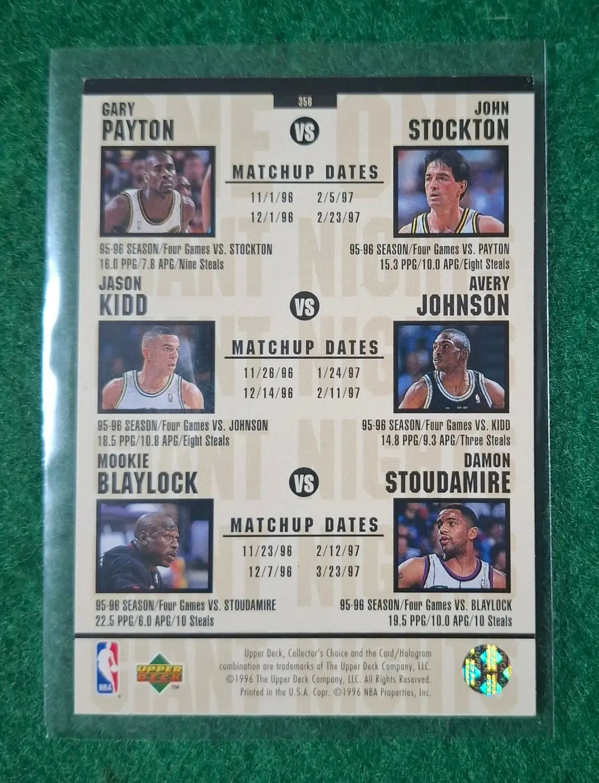 1996-97 Upper Deck Collector's Choice One on One Anfernee Hardaway Michael Jordan Card