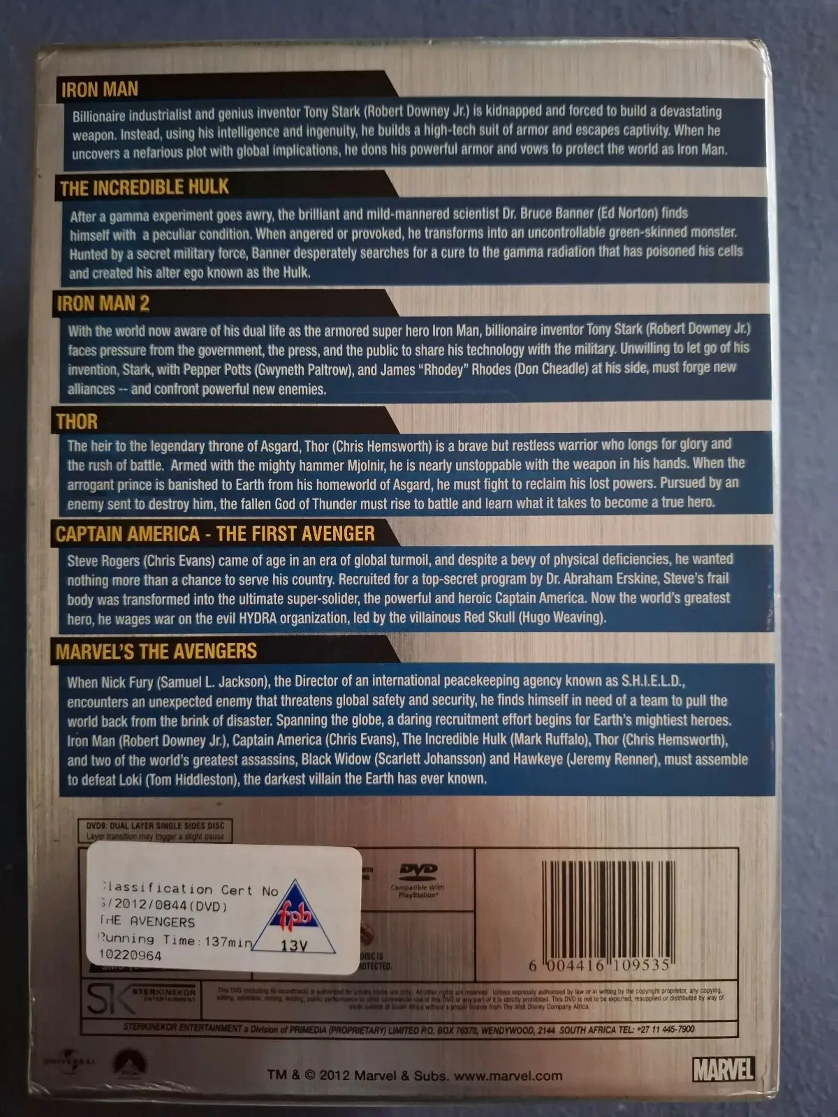 Marvel's Avengers 6 Movie Collection DVD Box Set