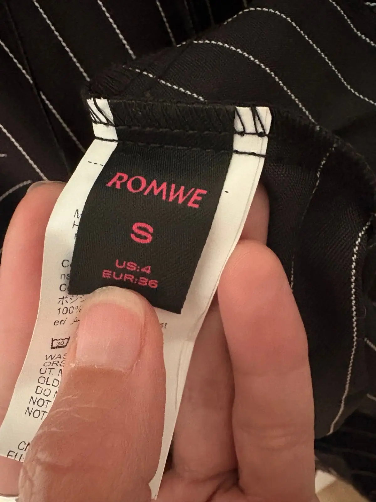 Romwe Black Pinstripe Lace-Up Mini Dress Size S