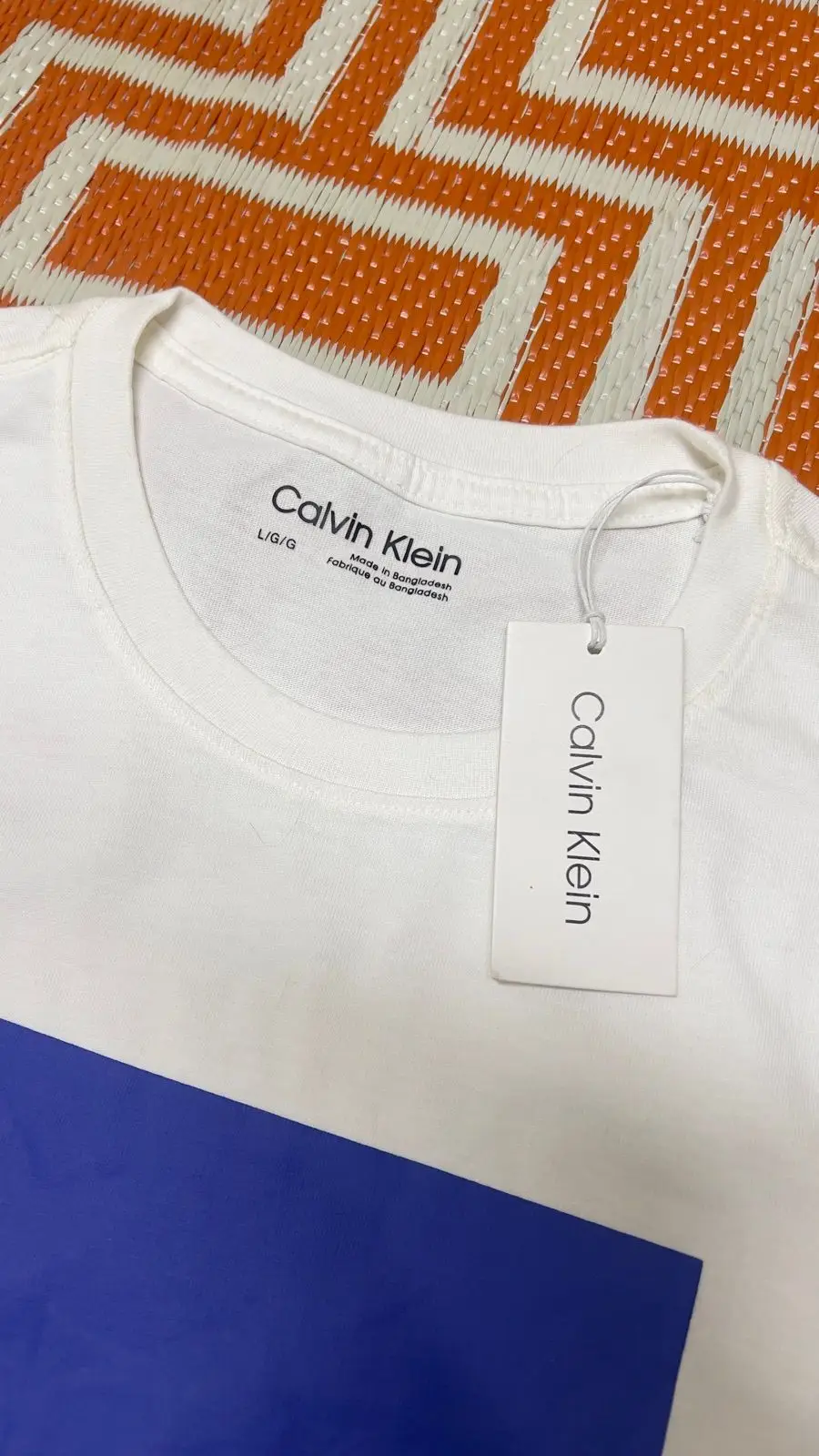 Calvin Klein White T-Shirt with Blue Box Logo