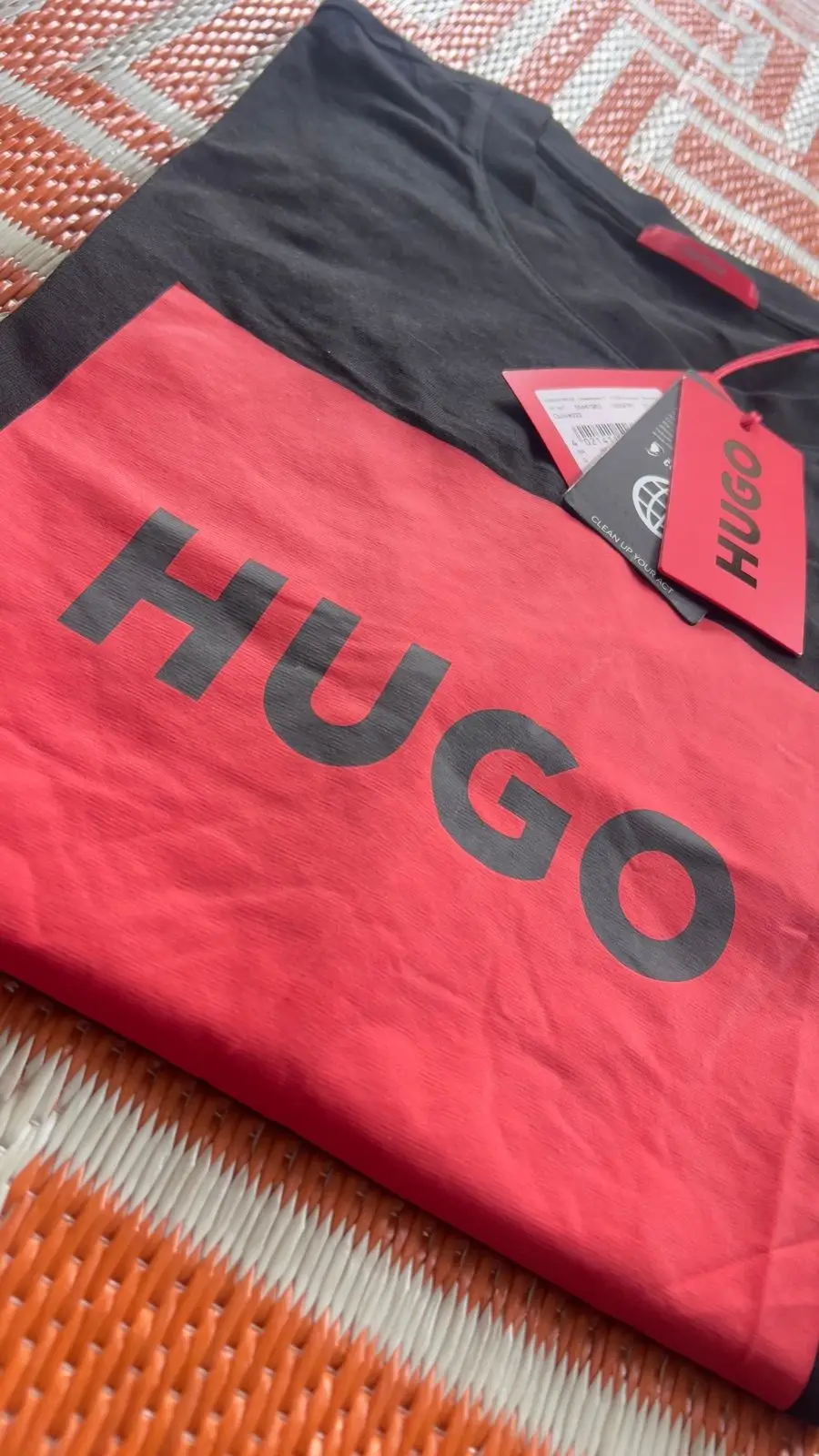 Hugo Black T-Shirt with Red Box Logo