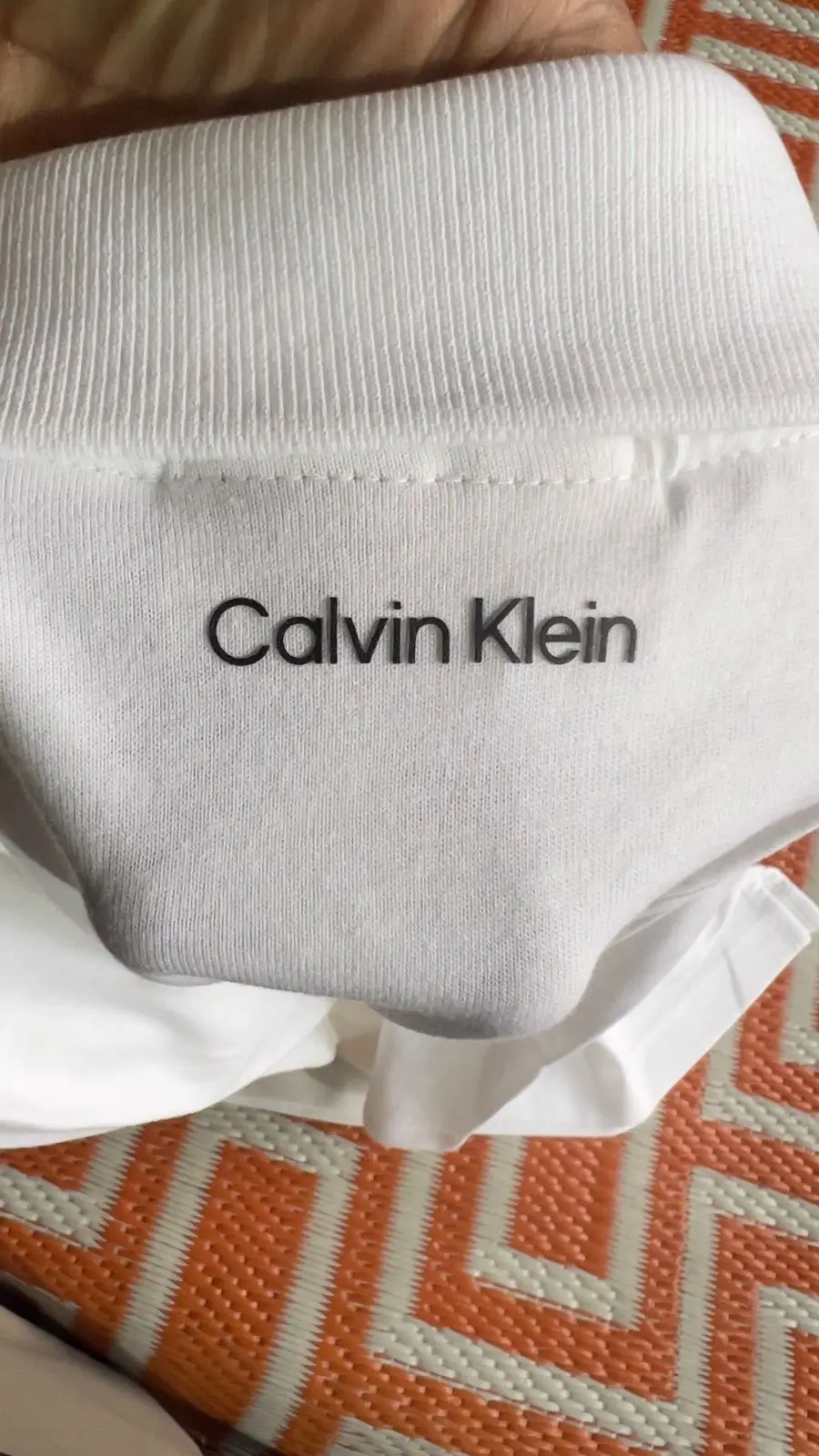 Calvin Klein White Polo Shirt with Taped Sleeves