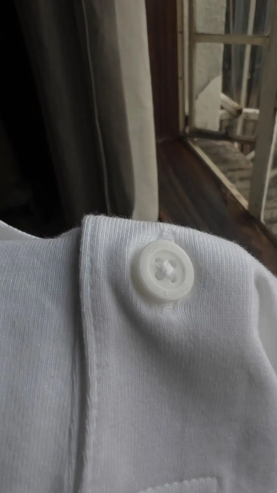 Calvin Klein White Polo Shirt with Taped Sleeves