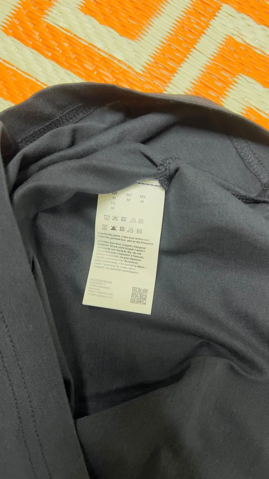 Hugo Boss Navy Blue T-Shirt with White Mesh Panel