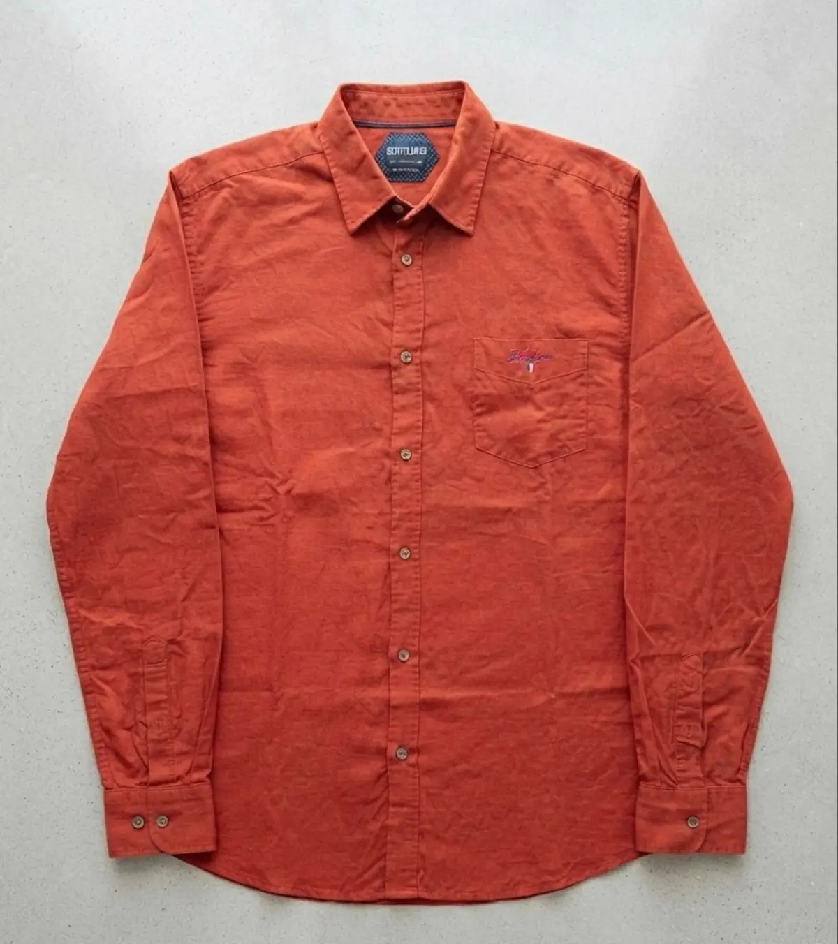 Botto Line Long Sleeve Shirt Rust Orange 2XL