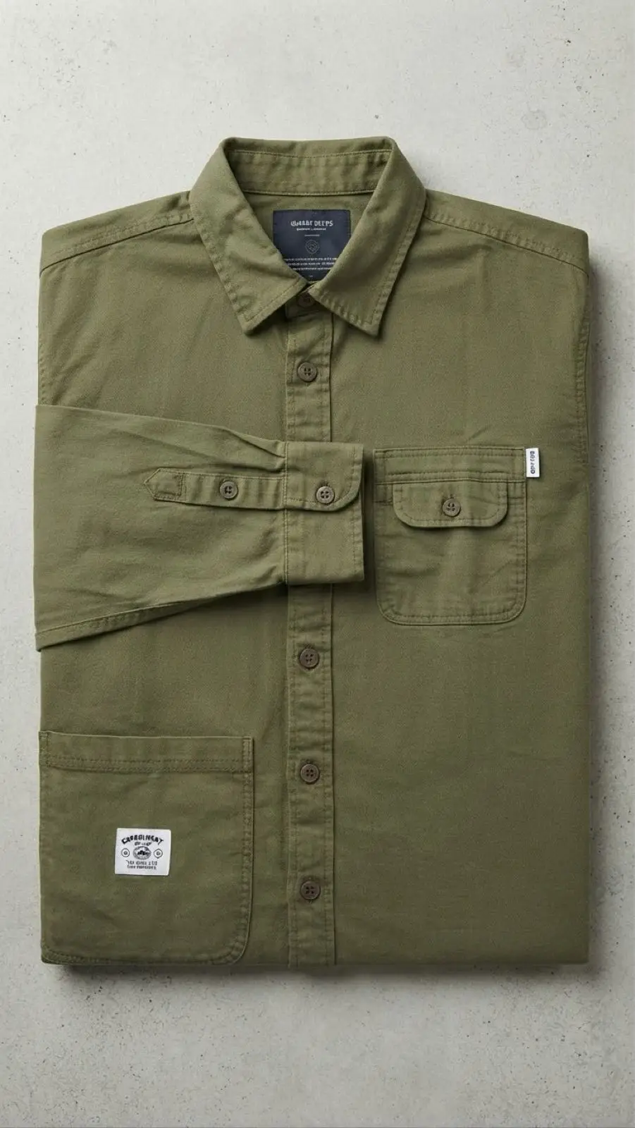 Olive Green Long Sleeve Utility Shirt