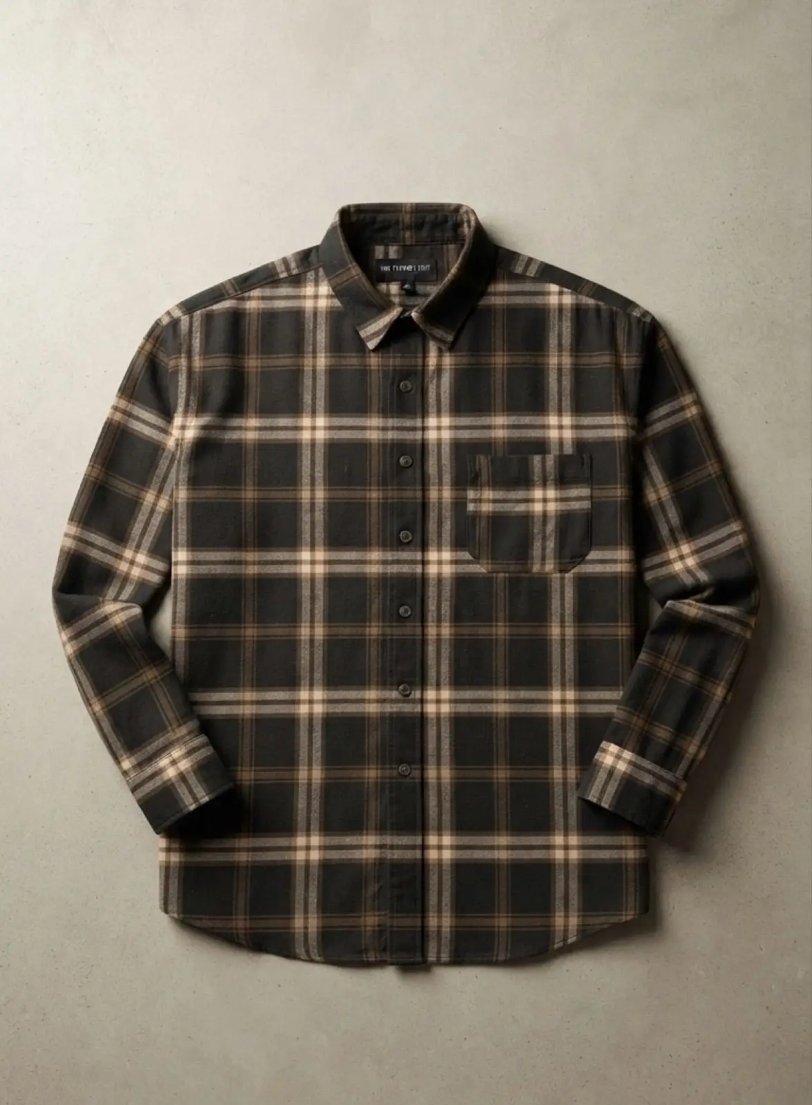 Brown Plaid Long-Sleeve Shirt