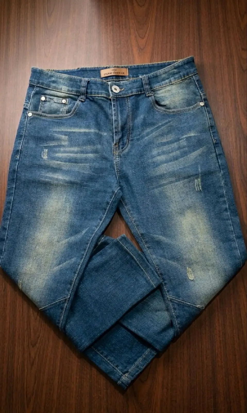 Blue Distressed Denim Jeans