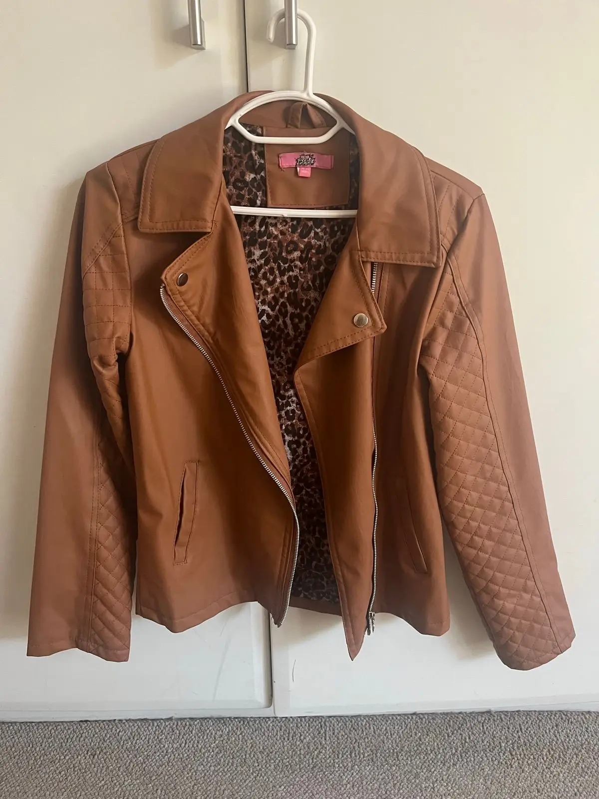 Pink Angel Brown Biker Jacket Size S