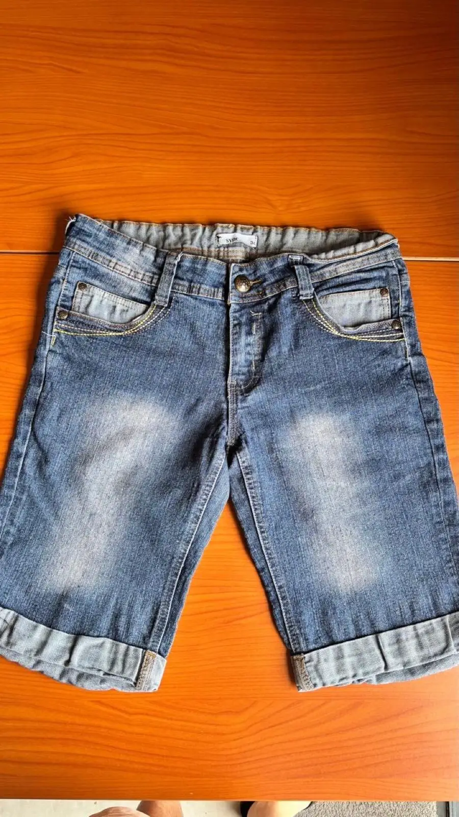 In Sync Cuffed Denim Bermuda Shorts Size 34