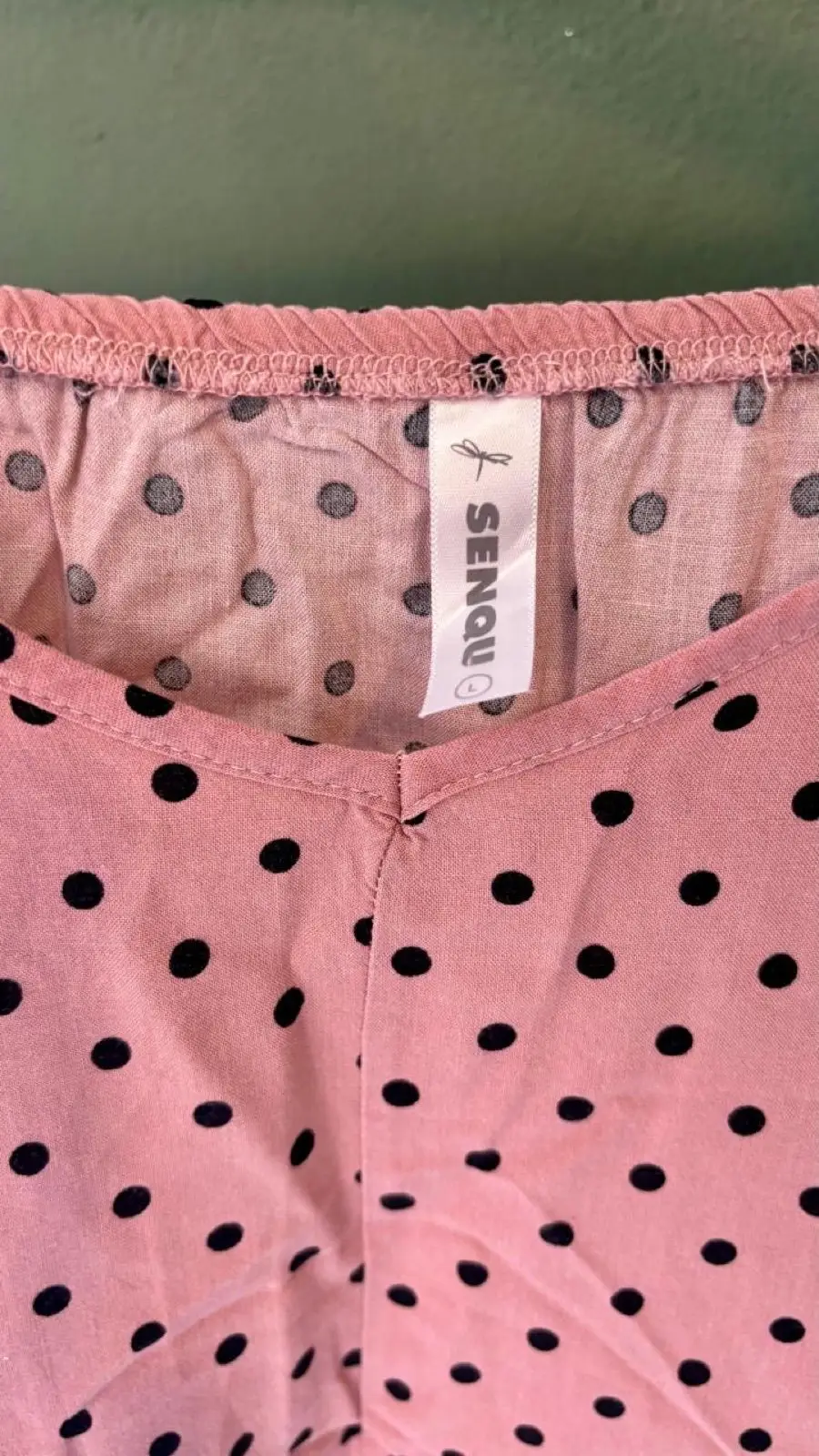 Senqu Pink Polka Dot Strappy Cami Top