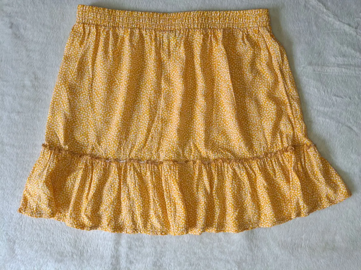 Mr Price Mustard Floral Tiered Mini Skirt Size 36