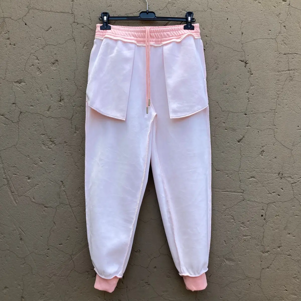 Plain Oversized Pink Sweat Pants Medium