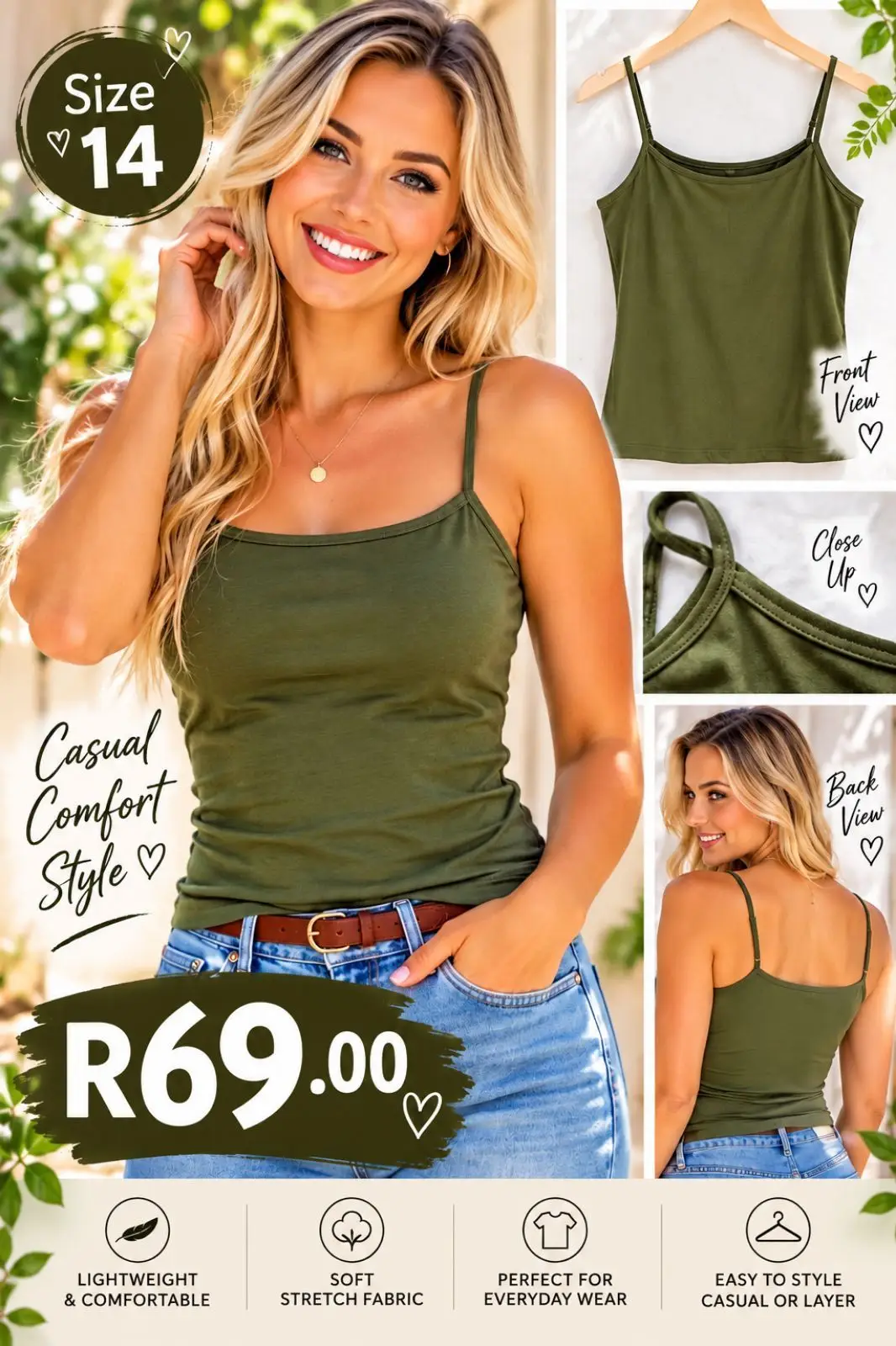 Woolworths Khaki Camisole Size 14