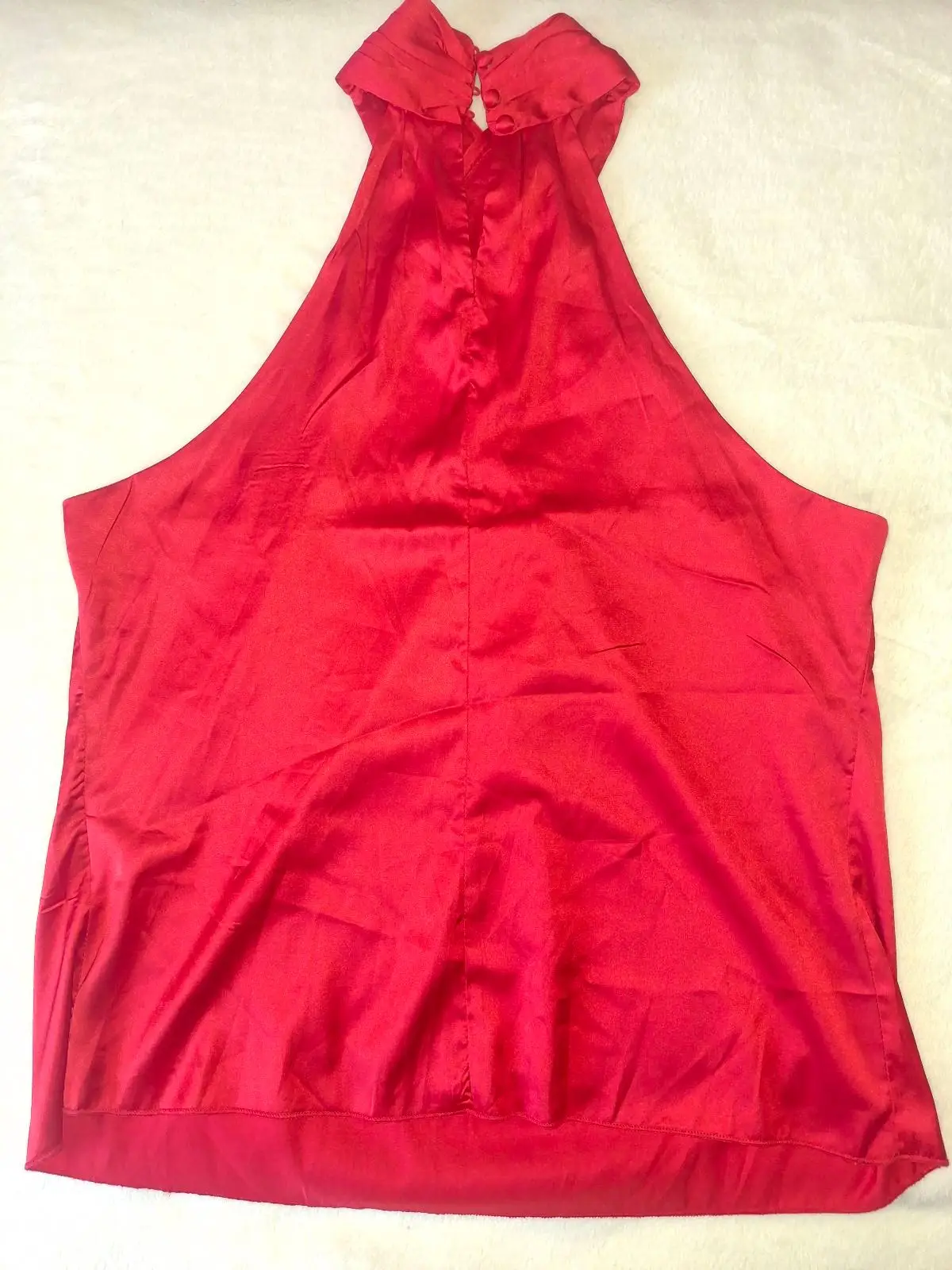 SHEIN Red Satin Cross Halter Neck Top Size L