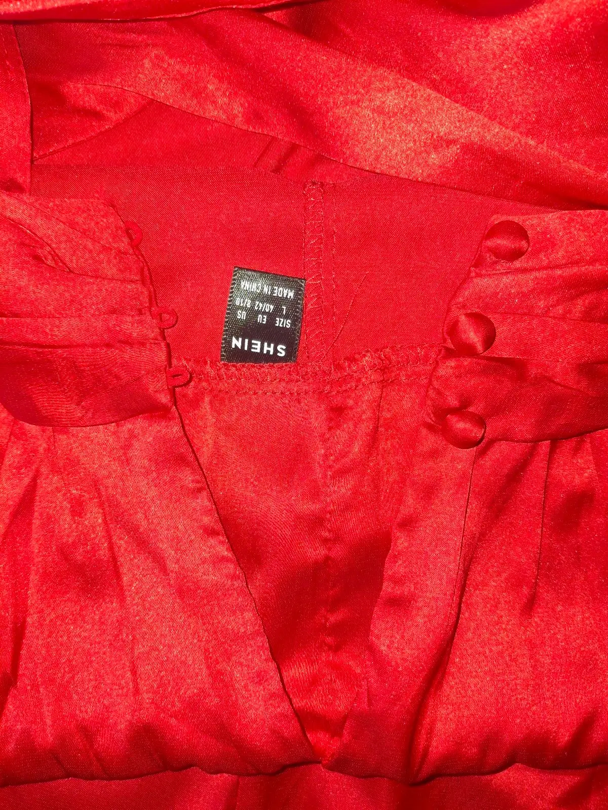 SHEIN Red Satin Cross Halter Neck Top Size L