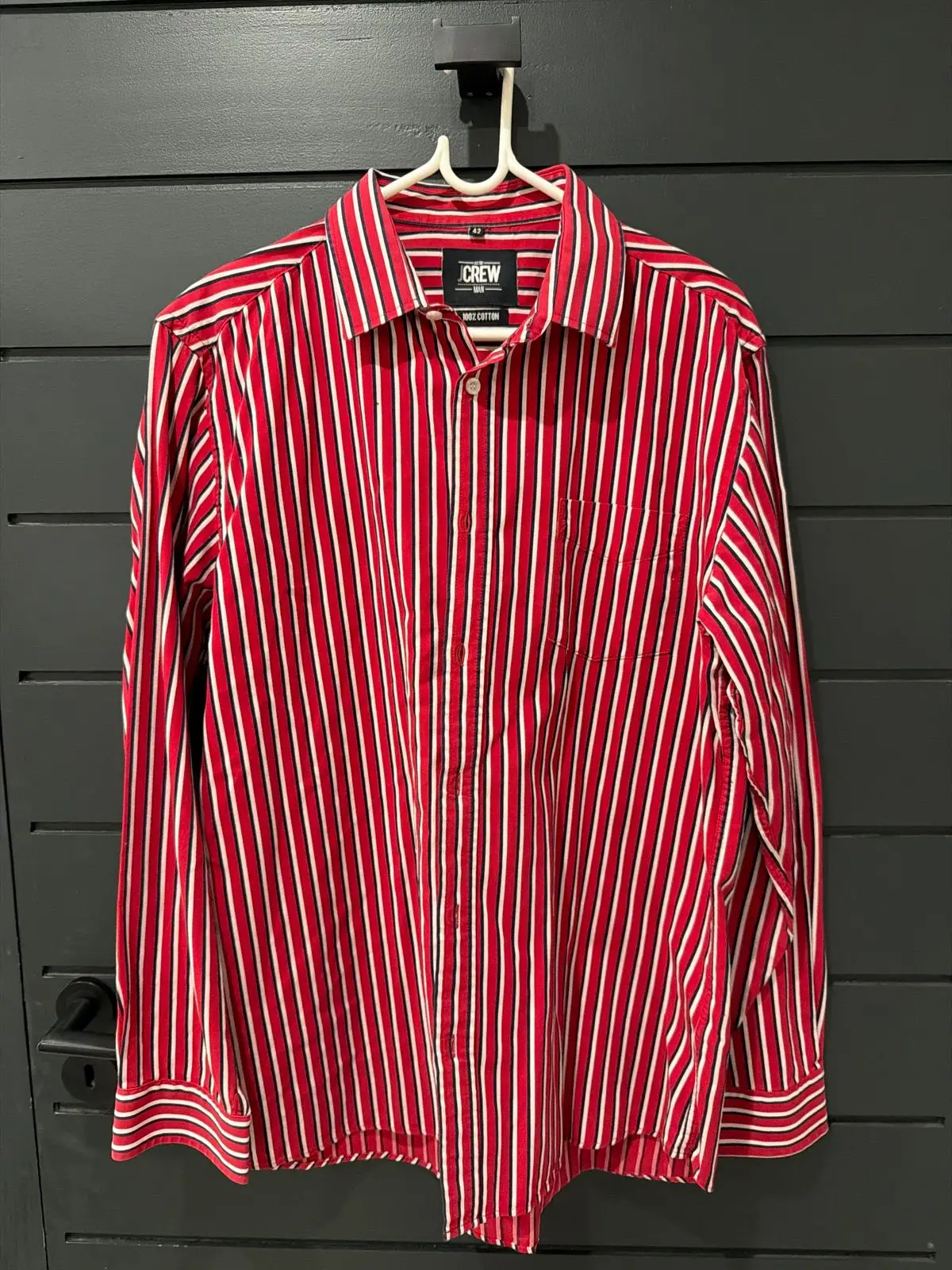 Truworths Red And White Striped Long Sleeve Shirt