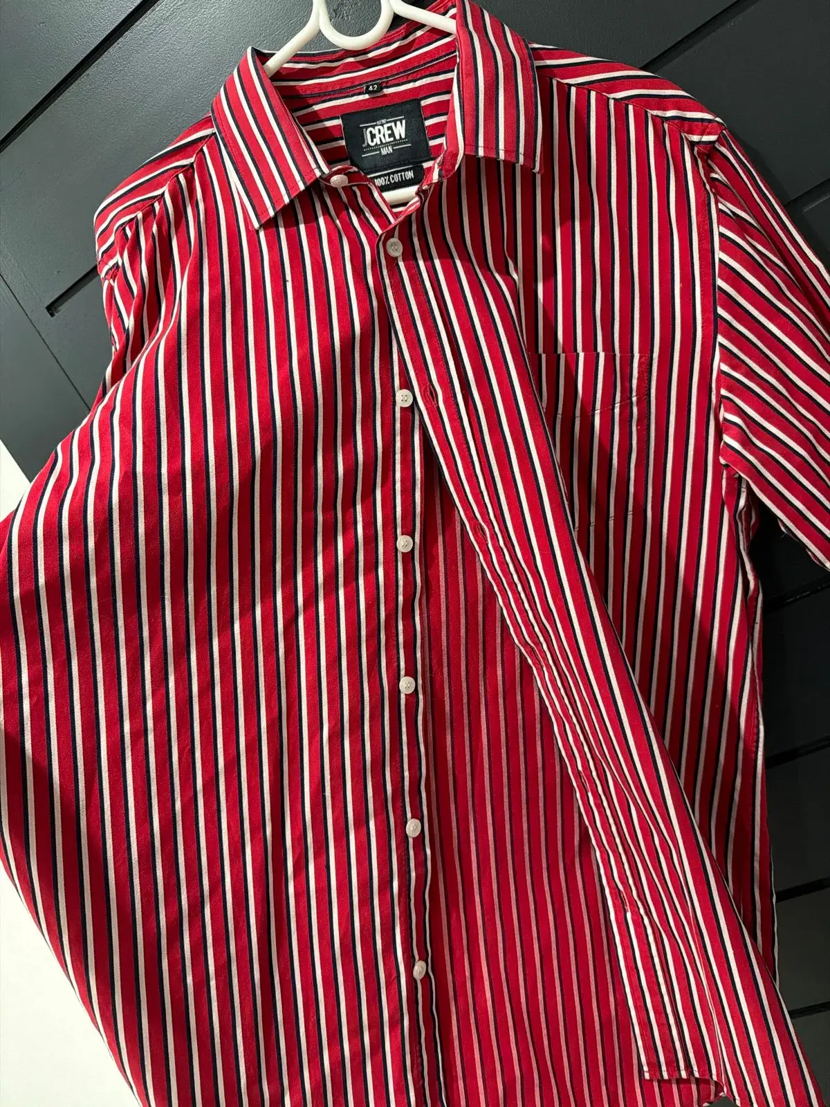 Red And White Striped Long Sleeve Shirt