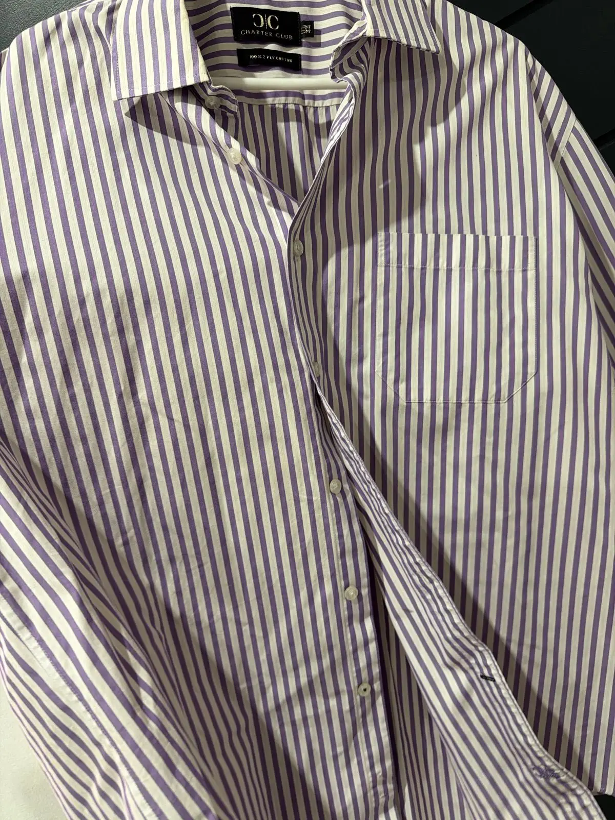 Charter Club Striped Long Sleeve Button-Down Shirt