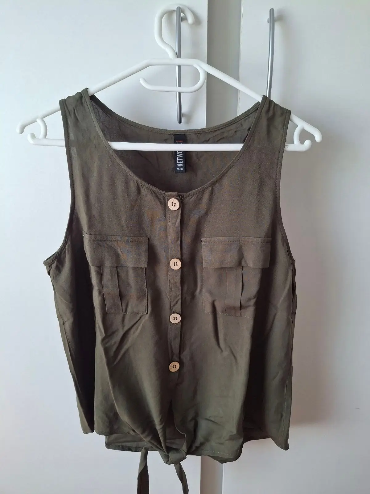 Jet NetworkX Olive Green Tie-Front Sleeveless Top