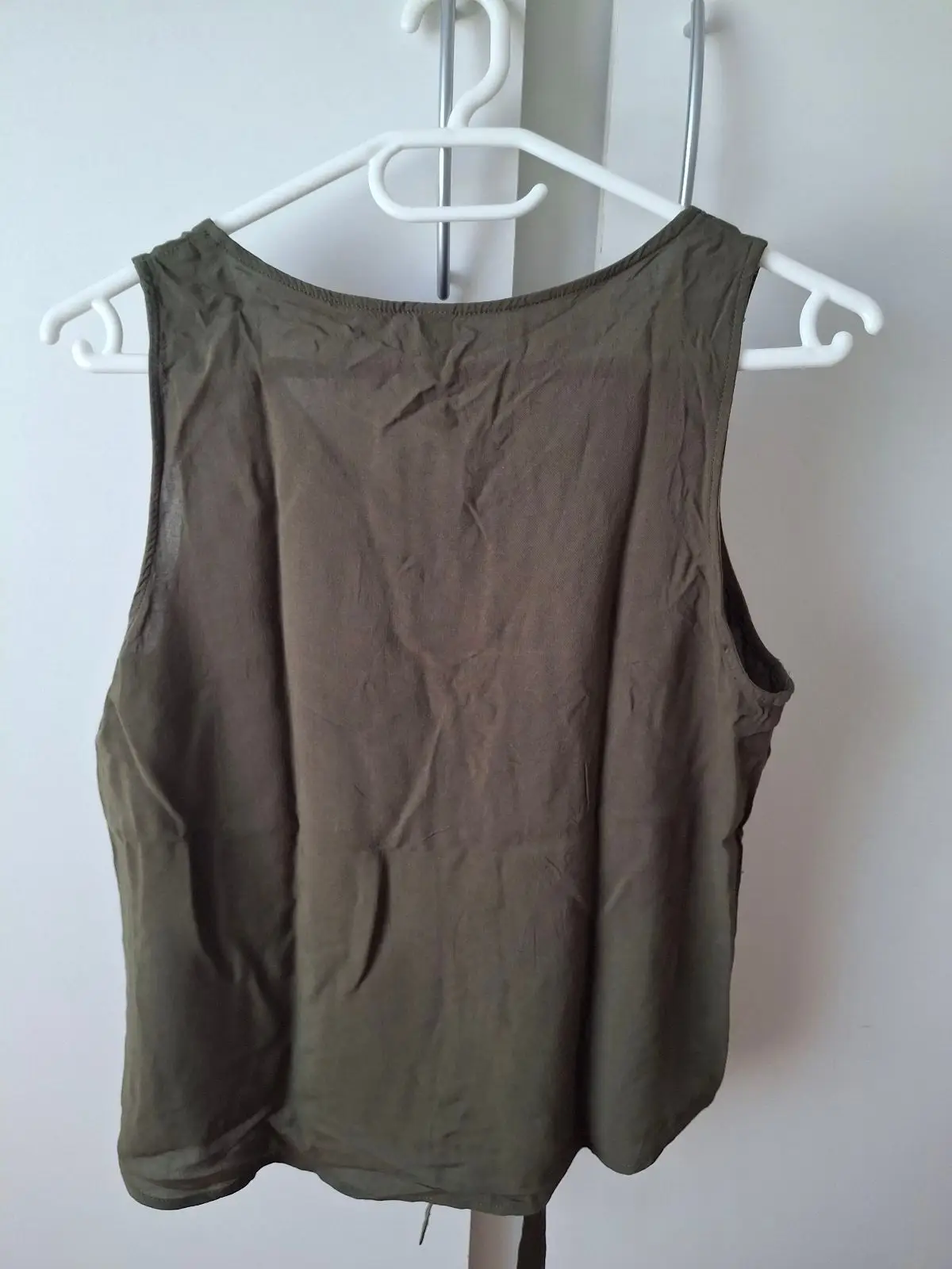 NetworkX Olive Green Tie-Front Sleeveless Top