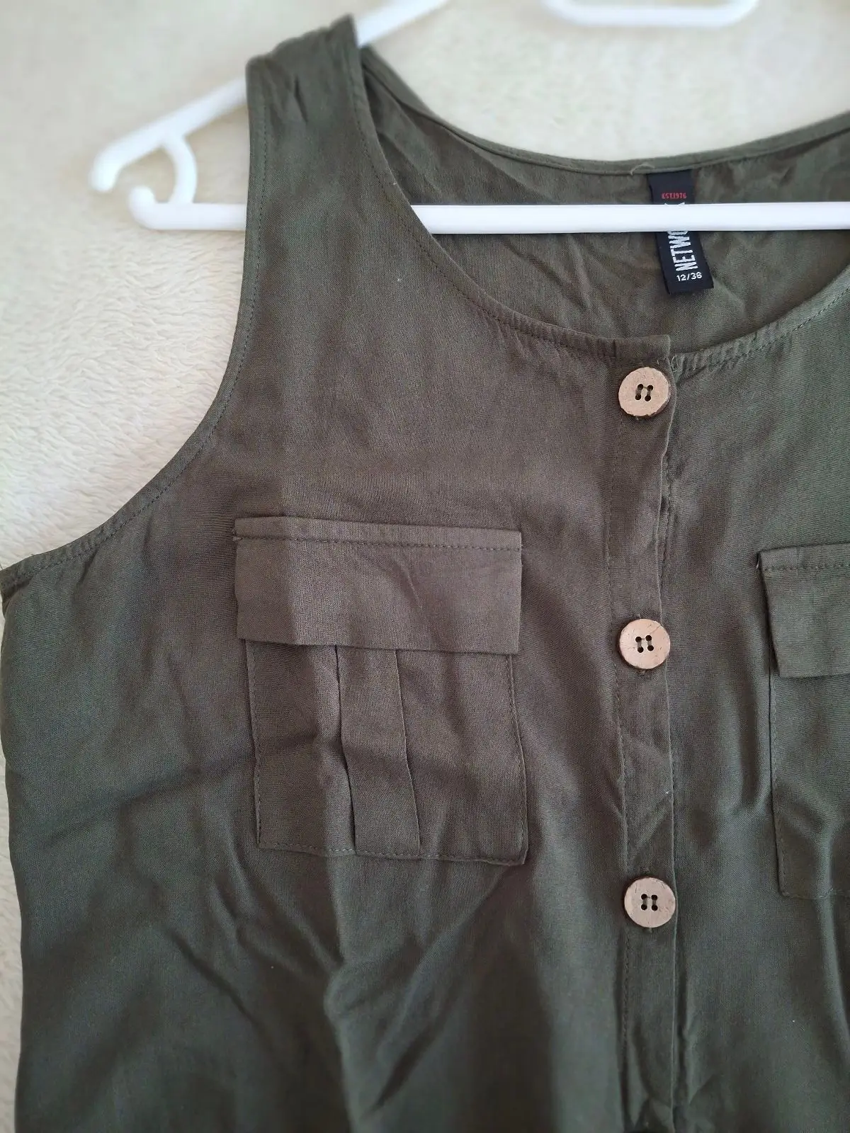 NetworkX Olive Green Tie-Front Sleeveless Top