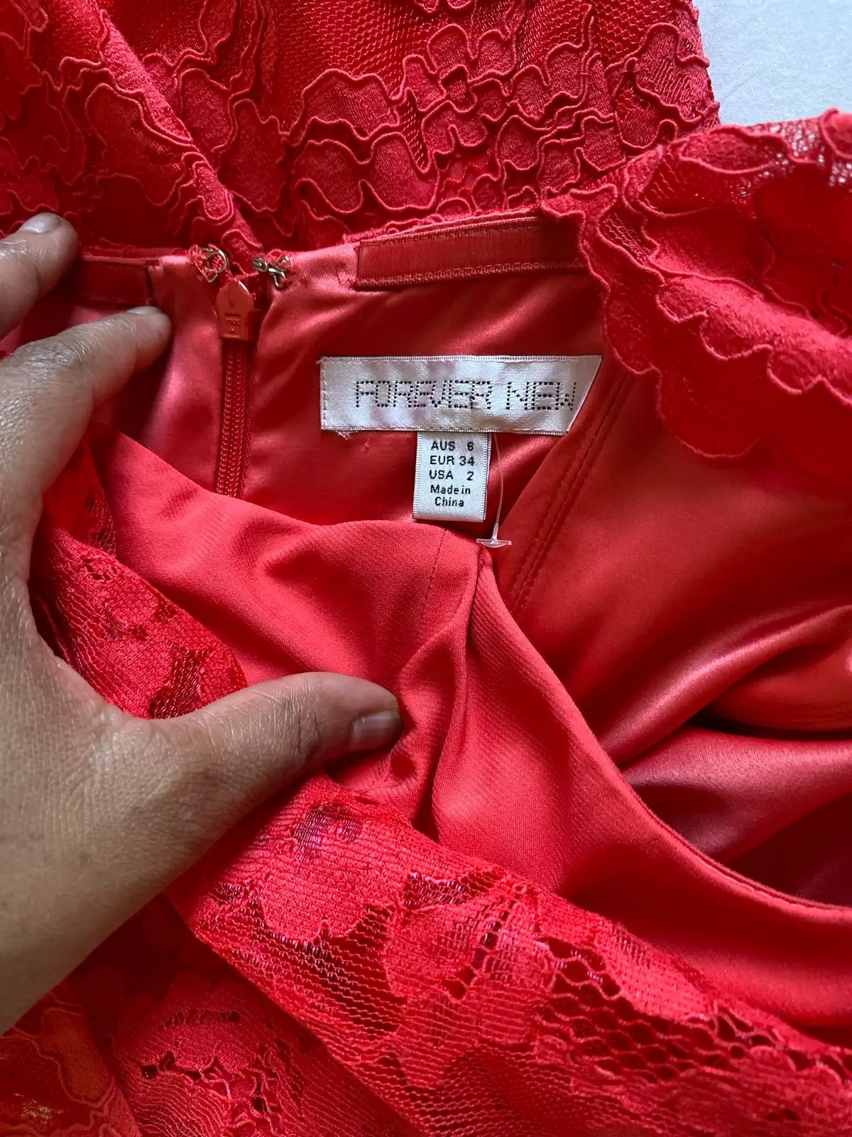 Forever New Red Lace Dress Size 34