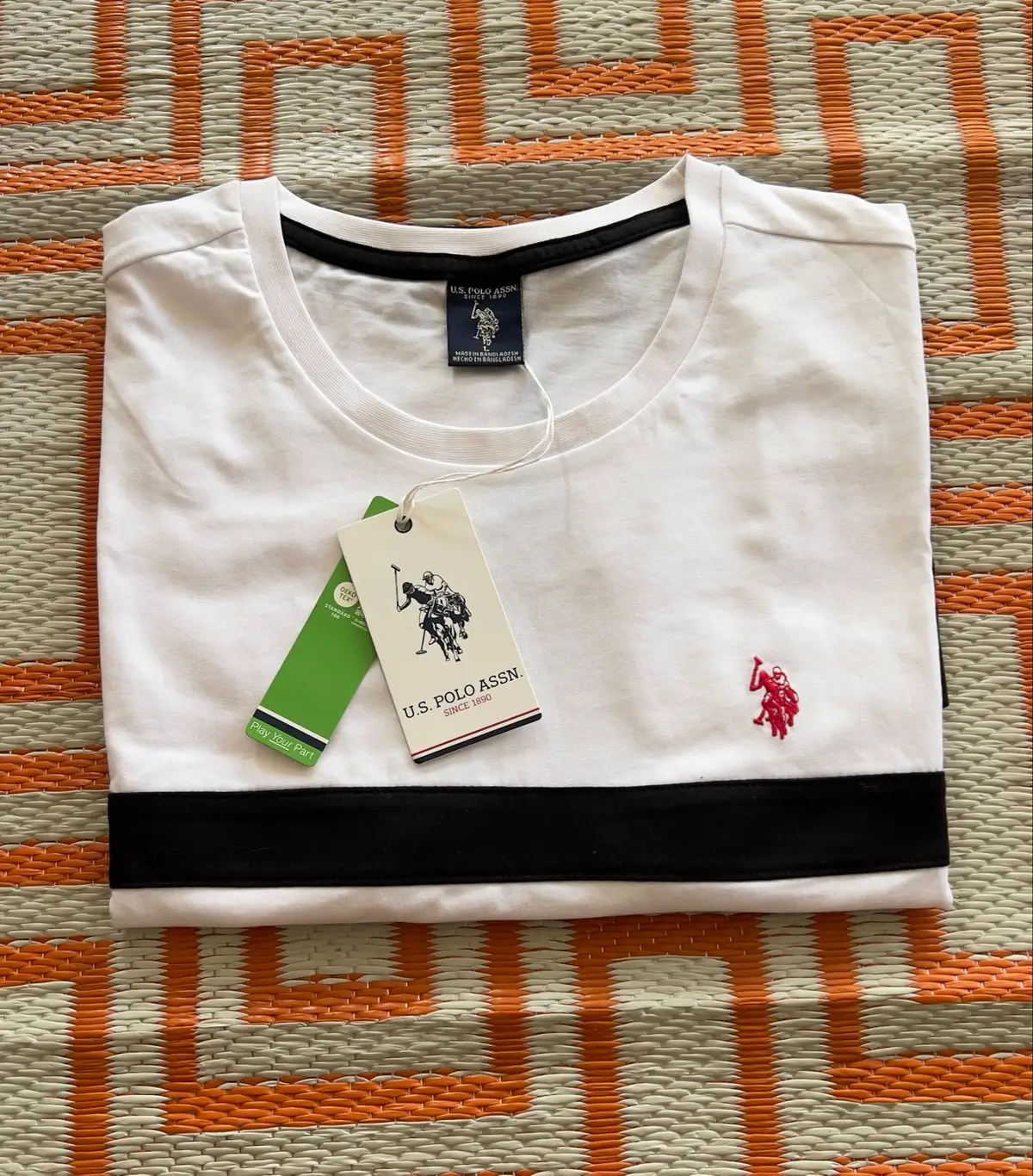 USPA Colorblock T-Shirt White and Black
