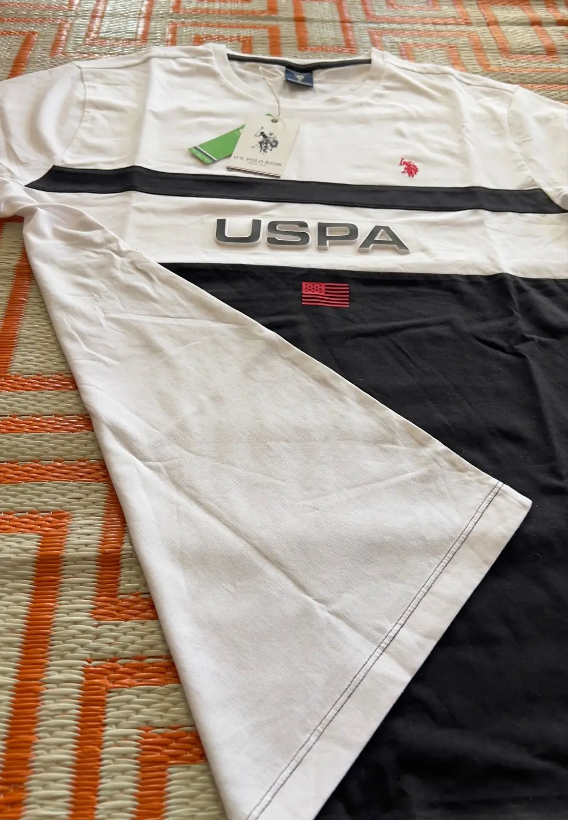 USPA Colorblock T-Shirt White and Black
