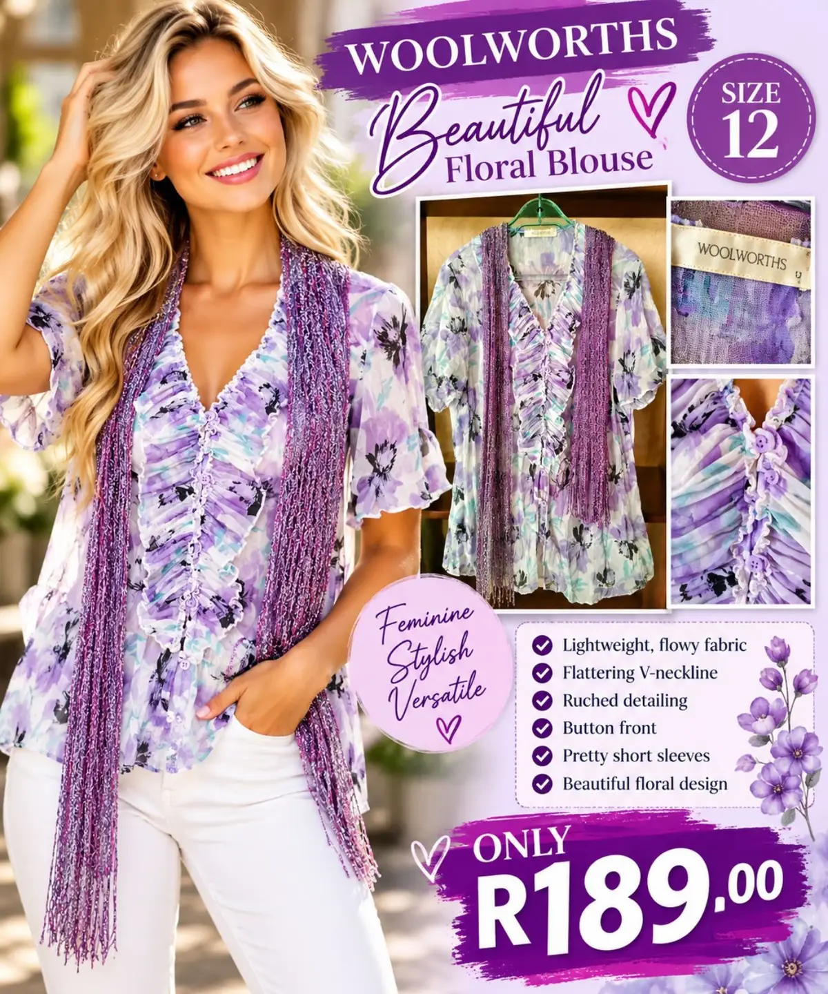 Woolworths Floral Blouse Size 12