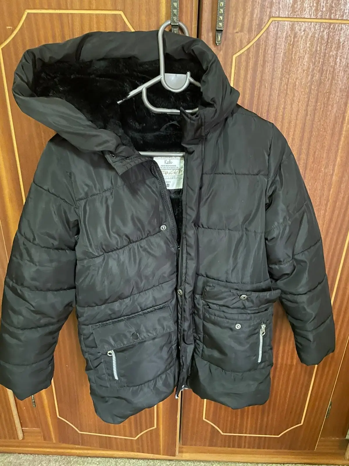 Woolworths Black Puffer Jacket with Hood 11-12 Years