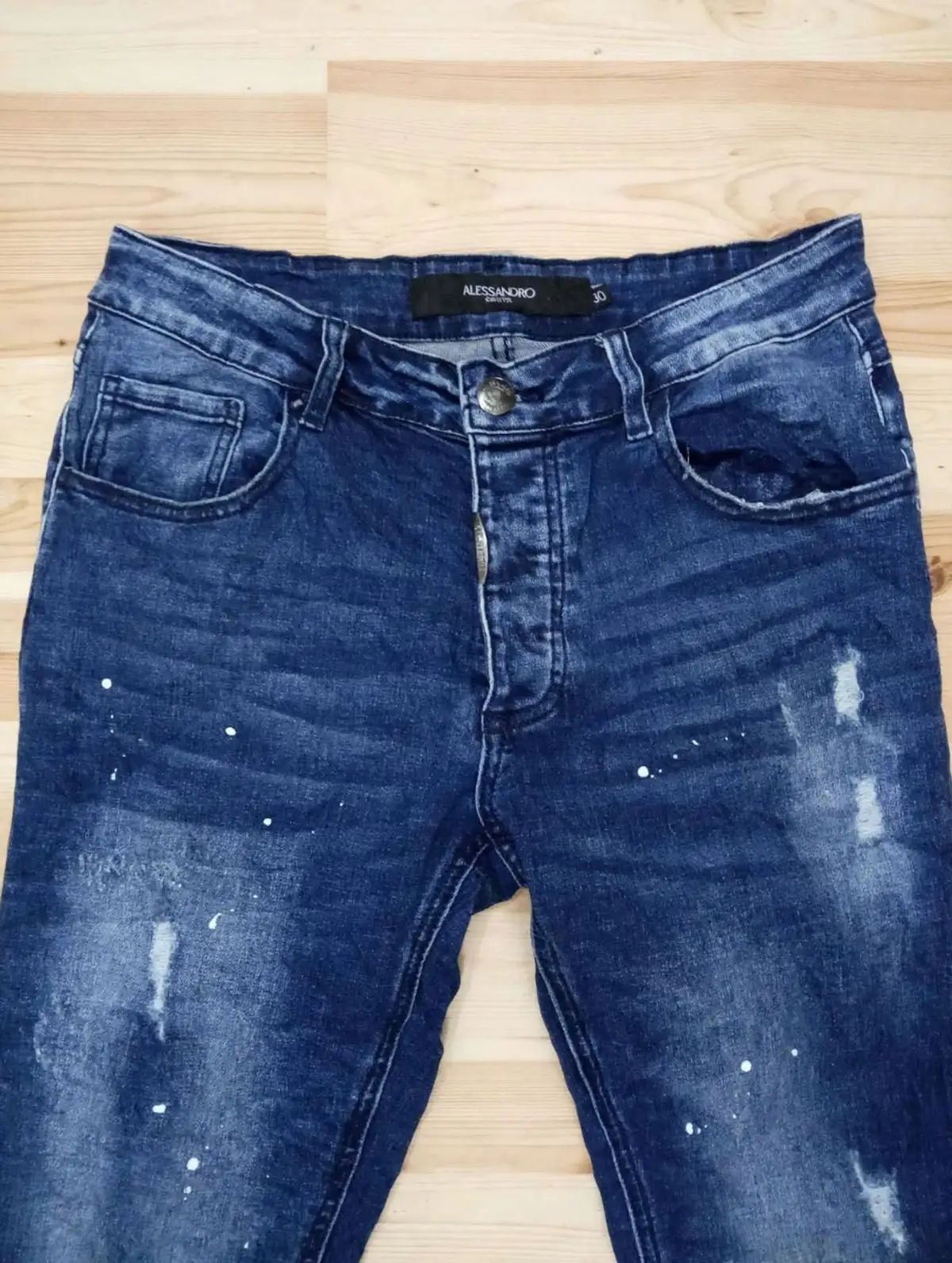 Alfangario Men's Distressed Denim Jeans