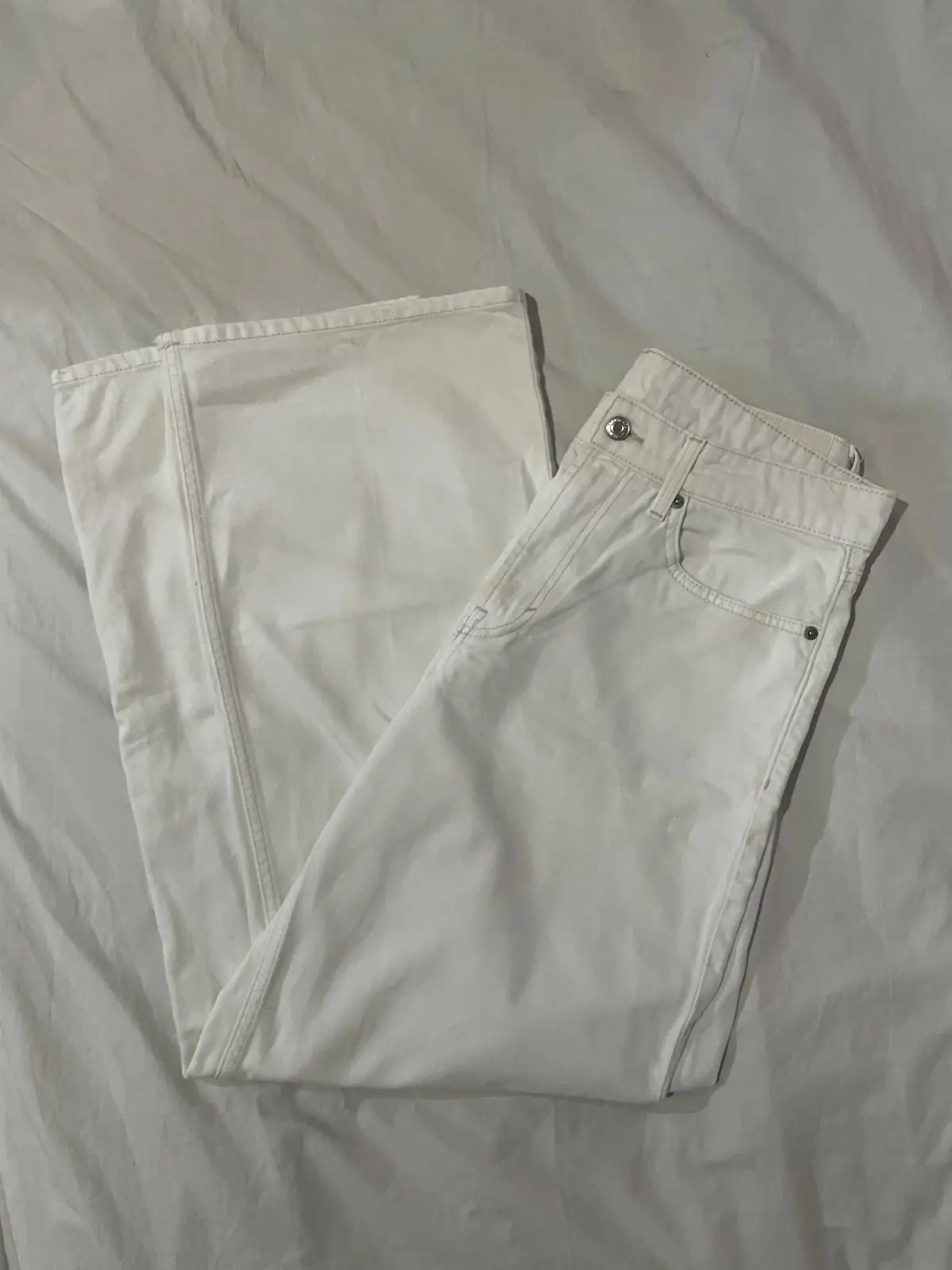 H&M & Denim White Wide Leg Jeans Size 38
