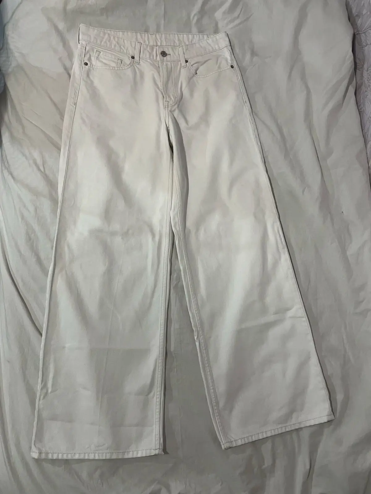 H&M & Denim White Wide Leg Jeans Size 38
