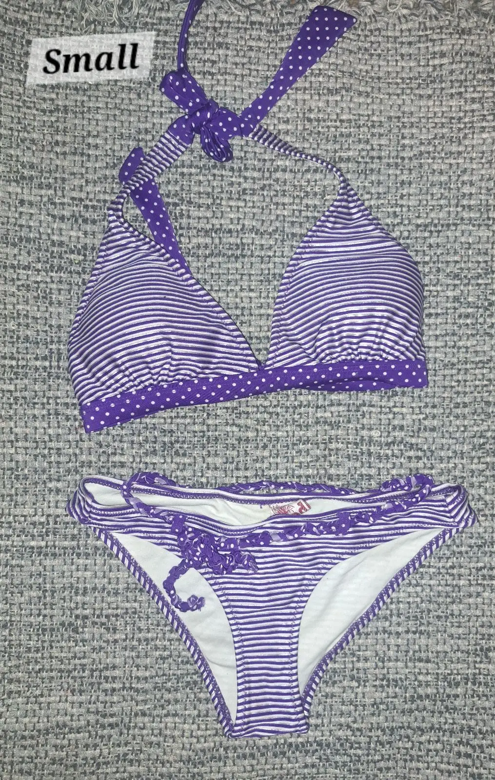 Purple Striped Bikini Set Small