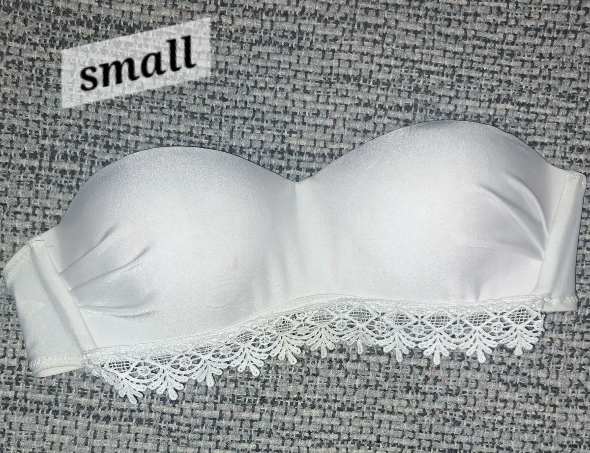 White Strapless Bandeau Top with Lace Trim