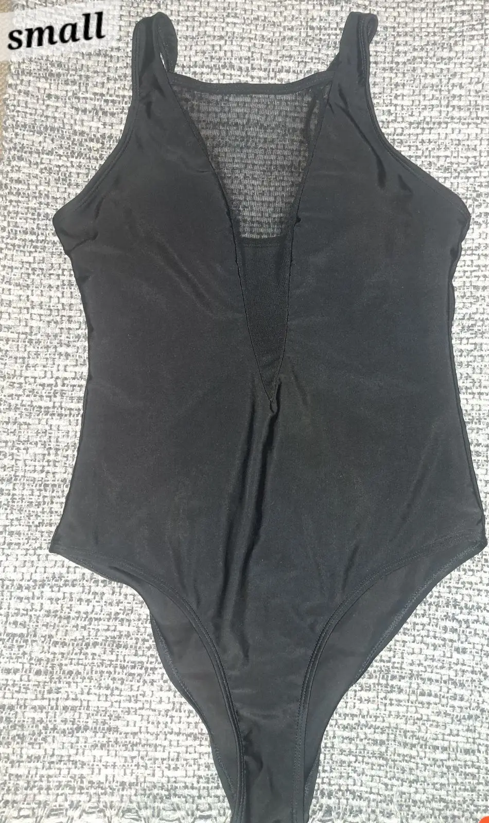 Black One-Piece Swimsuit with Mesh Panel