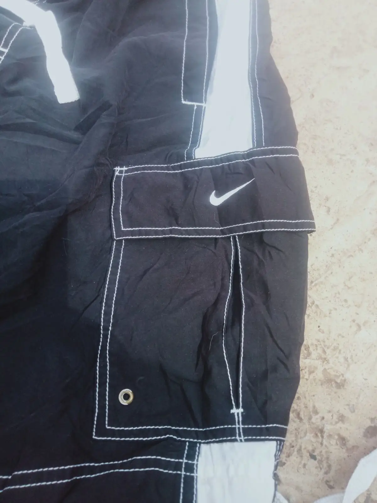 Nike Black Cargo Shorts with White Contrast Stitching