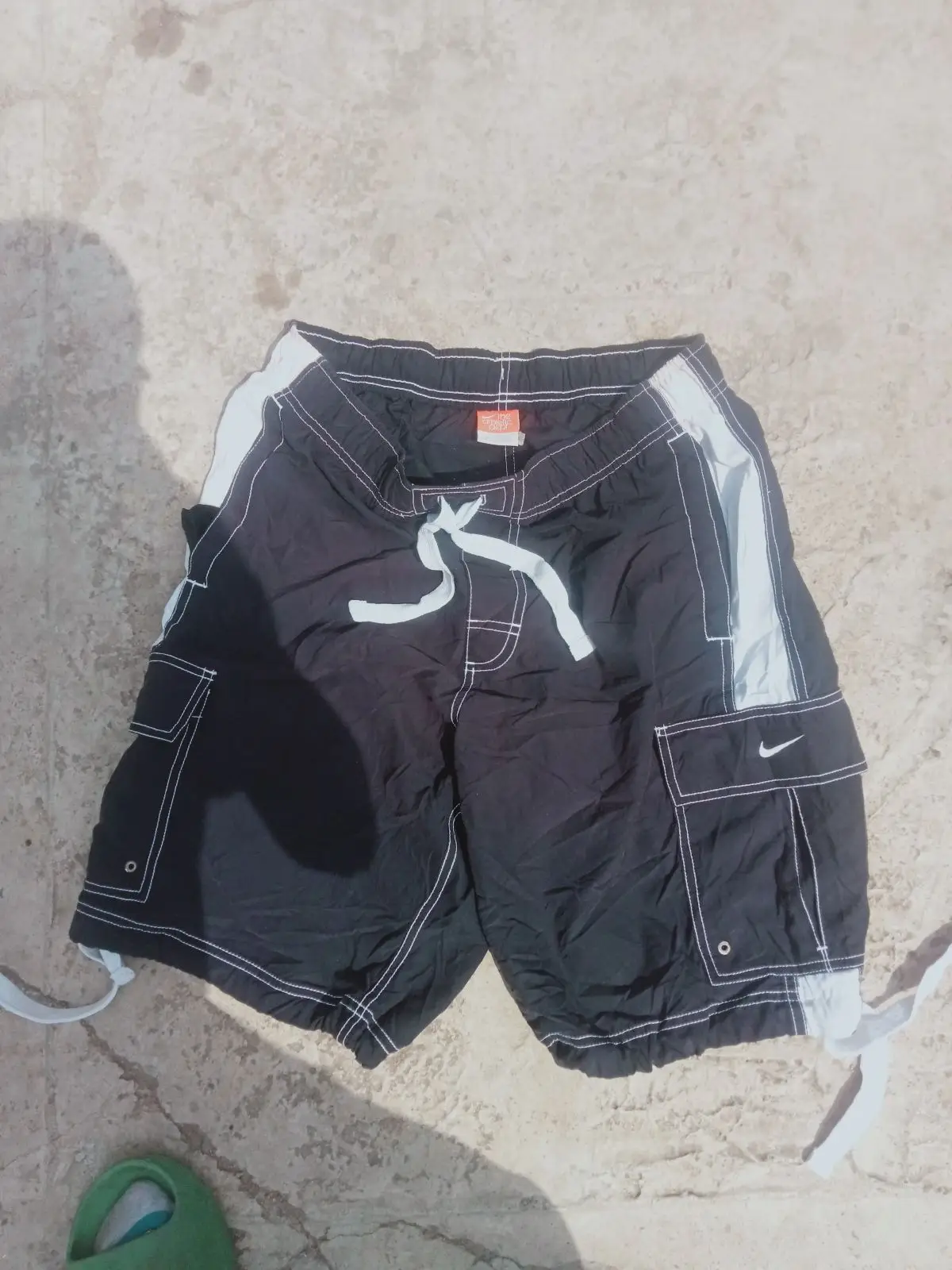 Nike Black Cargo Shorts with White Contrast Stitching