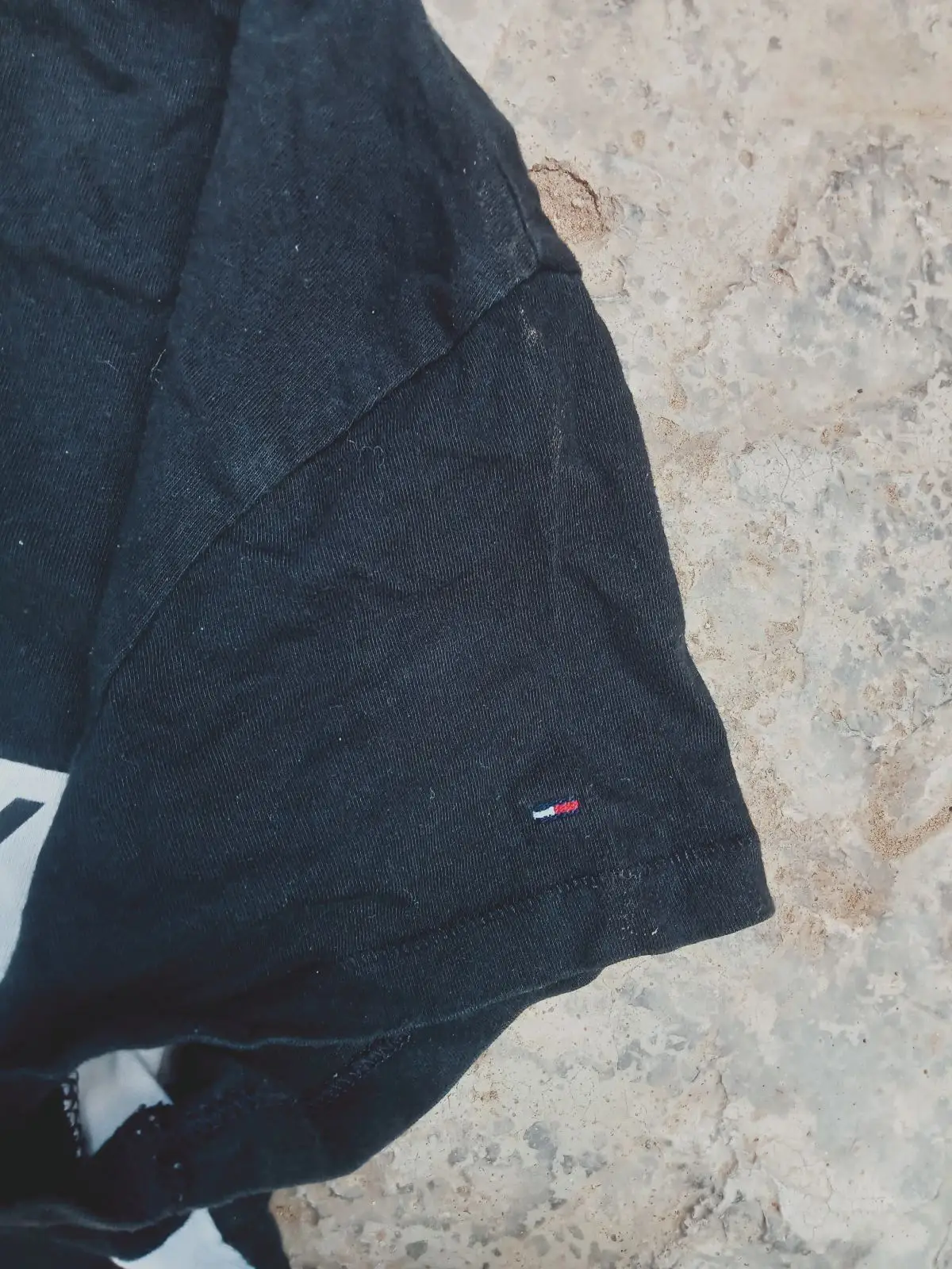 Tommy Hilfiger Black T-Shirt with White Chest Band