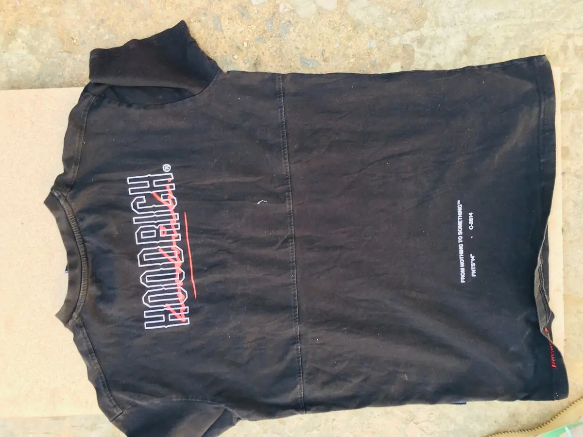 Hoodrich Black T-Shirt with White and Red Graphic Print