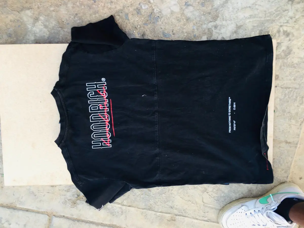 Hoodrich Black T-Shirt with White and Red Graphic Print