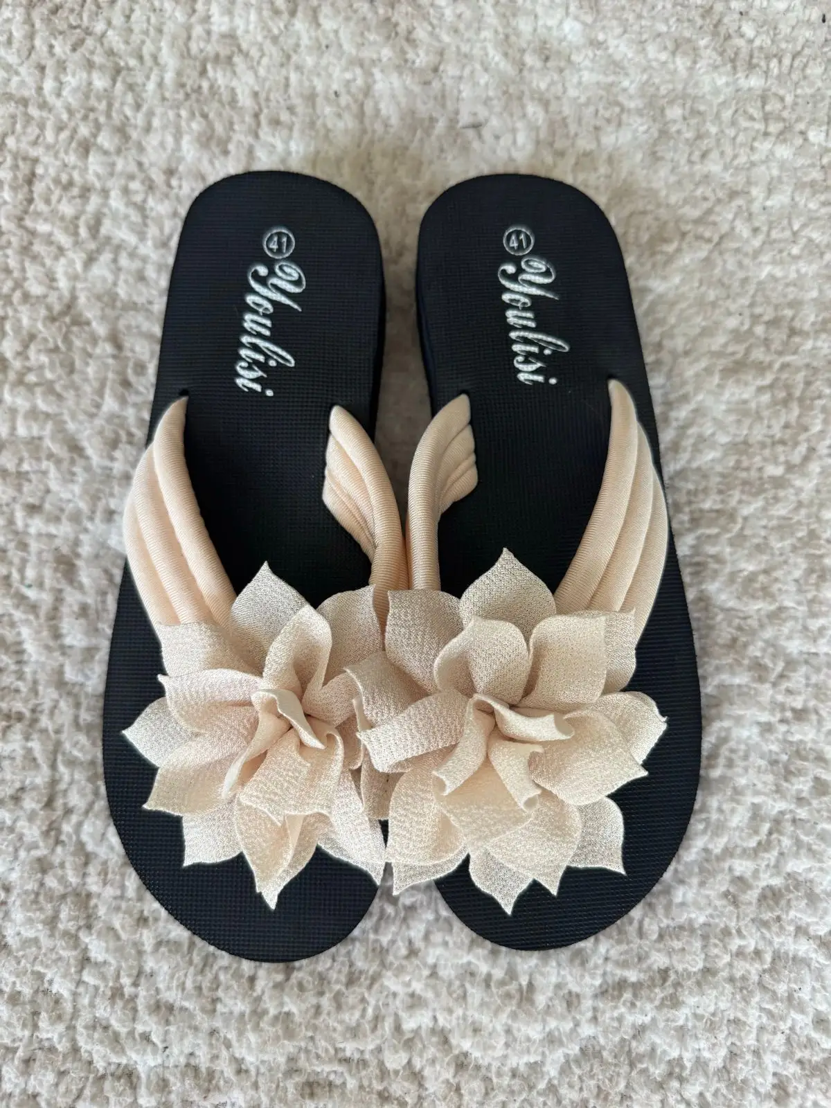 Youlisi Platform Flower Flip-Flops Size 41